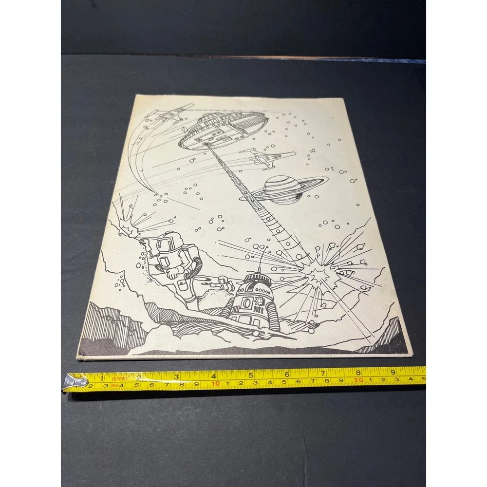 Vintage Duo-Tang Scribbler Portfolio 57460 Sci-Fi Space Battle Folder 12x9.5